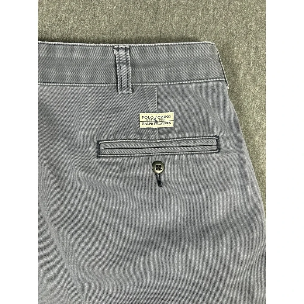 Polo Ralph Lauren Chino Pants Mens 35x32 Gray Cotton Flat Front Straight